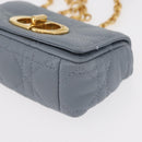 Christian Dior Canage Chain Dior Caro Bag Leather Blue Gold Auth 151372SAM-16