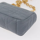 Christian Dior Canage Chain Dior Caro Bag Leather Blue Gold Auth 151372SAM-18