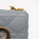 Christian Dior Canage Chain Dior Caro Bag Leather Blue Gold Auth 151372SAM-9