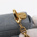 Christian Dior Canage Chain Dior Caro Bag Leather Blue Gold Auth 151372SAM-20