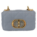 Christian Dior Canage Chain Dior Caro Bag Leather Blue Gold Auth 151372SAM-13