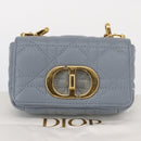 Christian Dior Canage Chain Dior Caro Bag Leather Blue Gold Auth 151372SAM-12