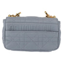 Christian Dior Canage Chain Dior Caro Bag Leather Blue Gold Auth 151372SAM-2