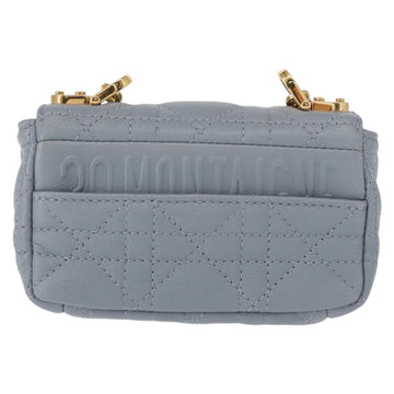 Christian Dior Canage Chain Dior Caro Bag Leather Blue Gold Auth 151372SAM - 0