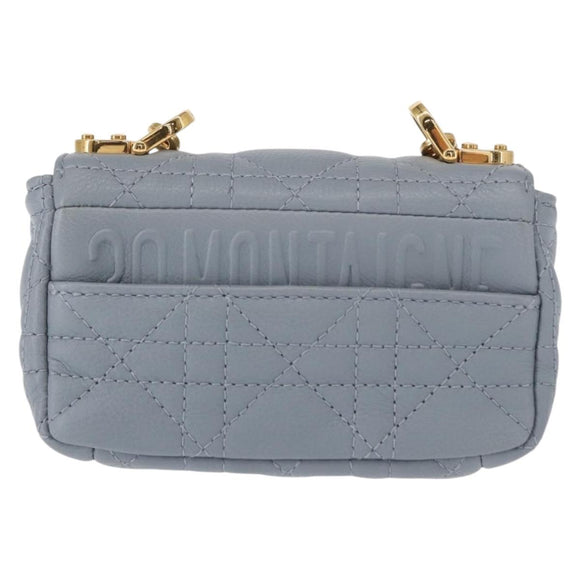 Christian Dior Canage Chain Dior Caro Bag Leather Blue Gold Auth 151372SAM