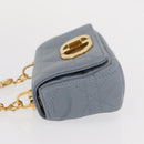 Christian Dior Canage Chain Dior Caro Bag Leather Blue Gold Auth 151372SAM-4