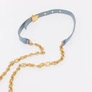 Christian Dior Canage Chain Dior Caro Bag Leather Blue Gold Auth 151372SAM-14