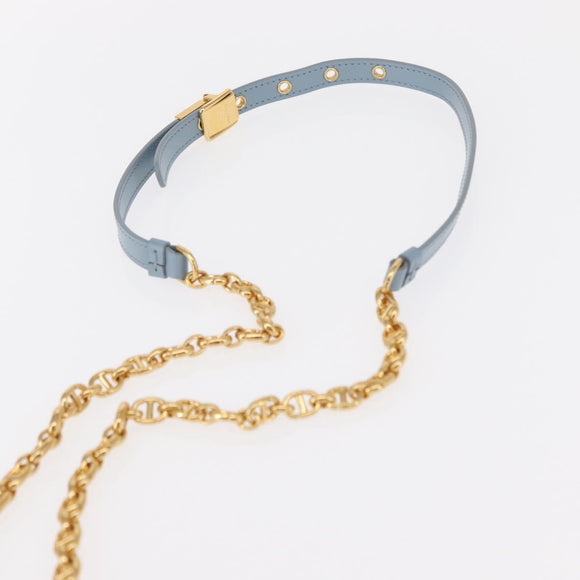 Christian Dior Canage Chain Dior Caro Bag Leather Blue Gold Auth 151372SAM