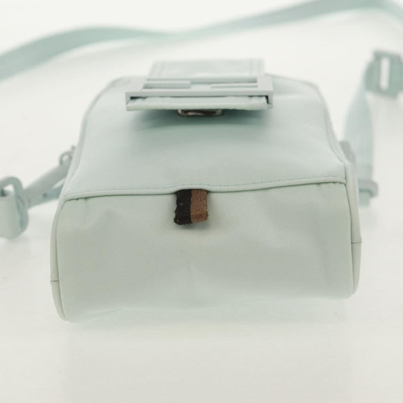 FENDI Baguette Phone Pouch Shoulder Bag Nylon Light Blue Auth 151373M