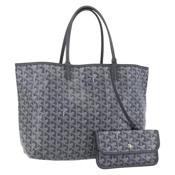 GOYARD Herringbone Saint Louis PM Tote Bag PVC Gray Auth 151375SM