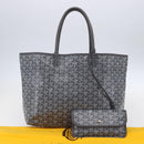 GOYARD Herringbone Saint Louis PM Tote Bag PVC Gray Auth 151375SM-12