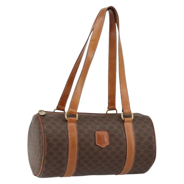 CELINE Macadam Canvas Hand Bag PVC Brown Gold Auth 151395