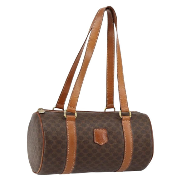 CELINE Macadam Canvas Hand Bag PVC Brown Gold Auth 151395