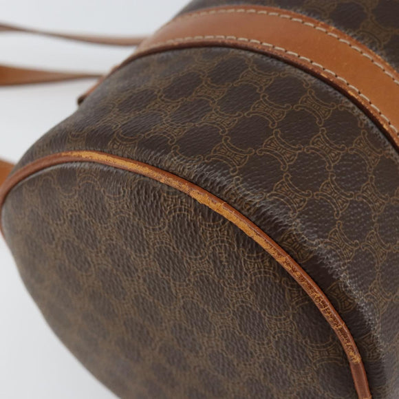 CELINE Macadam Canvas Hand Bag PVC Brown Gold Auth 151395