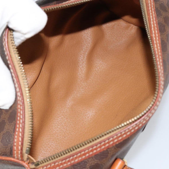 CELINE Macadam Canvas Hand Bag PVC Brown Gold Auth 151395