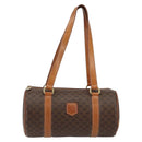 CELINE Macadam Canvas Hand Bag PVC Brown Gold Auth 151395-2