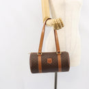 CELINE Macadam Canvas Hand Bag PVC Brown Gold Auth 151395-23