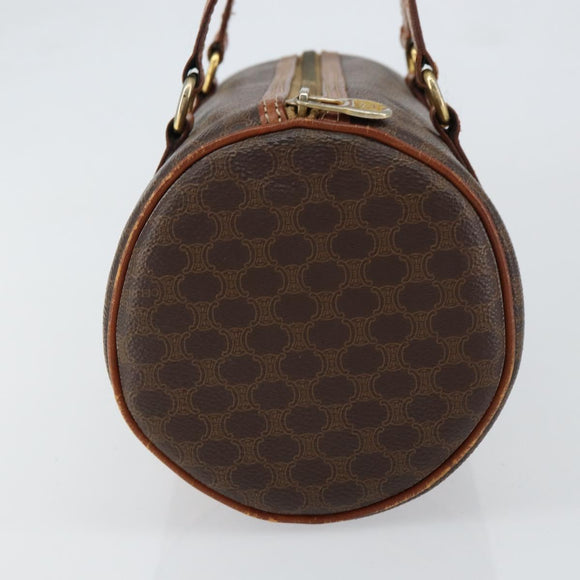 CELINE Macadam Canvas Hand Bag PVC Brown Gold Auth 151395