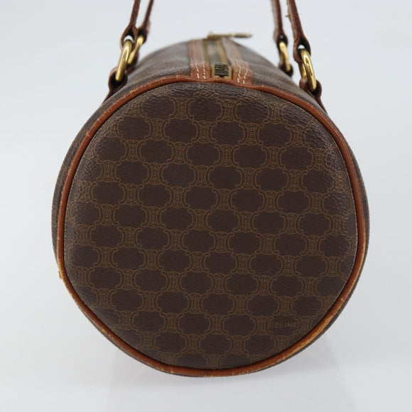 CELINE Macadam Canvas Hand Bag PVC Brown Gold Auth 151395