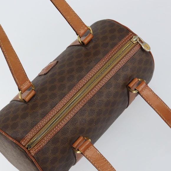 CELINE Macadam Canvas Hand Bag PVC Brown Gold Auth 151395