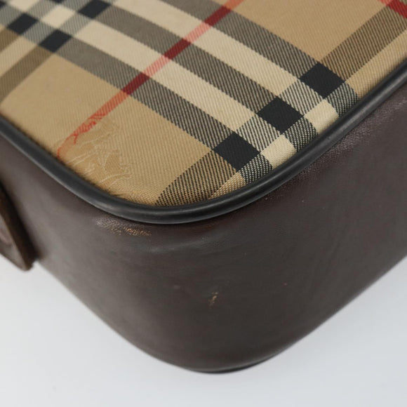Burberrys Nova Check Shoulder Bag Canvas Beige Gold Auth 151396