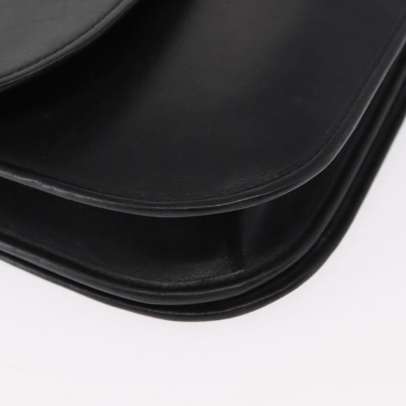 Christian Dior Shoulder Bag Leather Black Gold Auth 151397