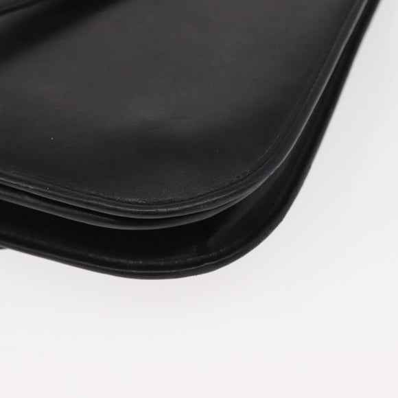 Christian Dior Shoulder Bag Leather Black Gold Auth 151397