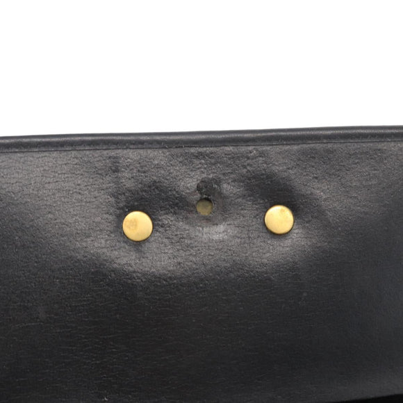 Christian Dior Shoulder Bag Leather Black Gold Auth 151397