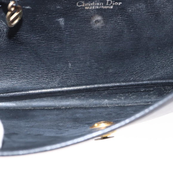 Christian Dior Shoulder Bag Leather Black Gold Auth 151397