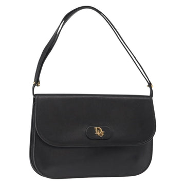Christian Dior Shoulder Bag Leather Black Gold Auth 151397