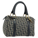 Christian Dior Trotter Canvas Boston Bag Navy Gold Auth 151399V-1