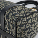 Christian Dior Trotter Canvas Boston Bag Navy Gold Auth 151399V-17