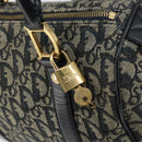 Christian Dior Trotter Canvas Boston Bag Navy Gold Auth 151399V-9