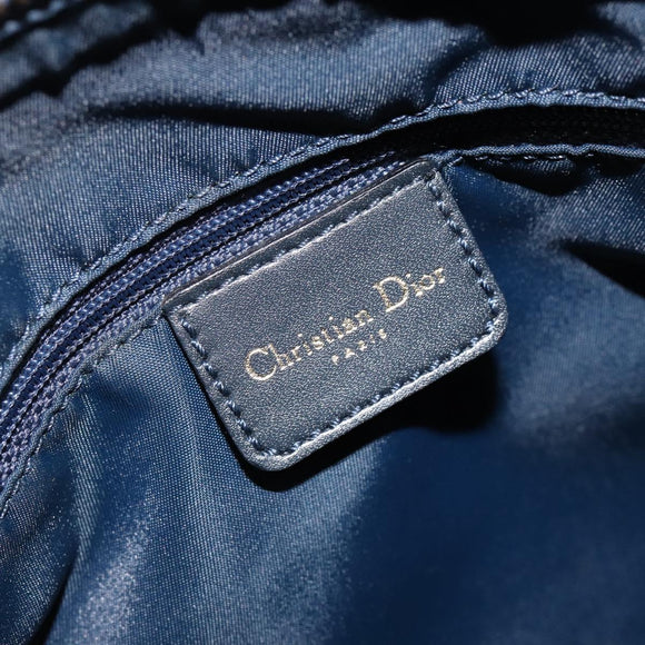 Christian Dior Trotter Canvas Boston Bag Navy Gold Auth 151399V