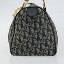 Christian Dior Trotter Canvas Boston Bag Navy Gold Auth 151399V-4