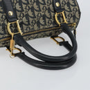Christian Dior Trotter Canvas Boston Bag Navy Gold Auth 151399V-7