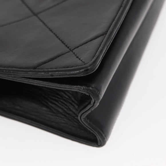 CHANEL Matelasse Chain Shoulder Bag Lamb Skin Black Gold CC Auth 151404