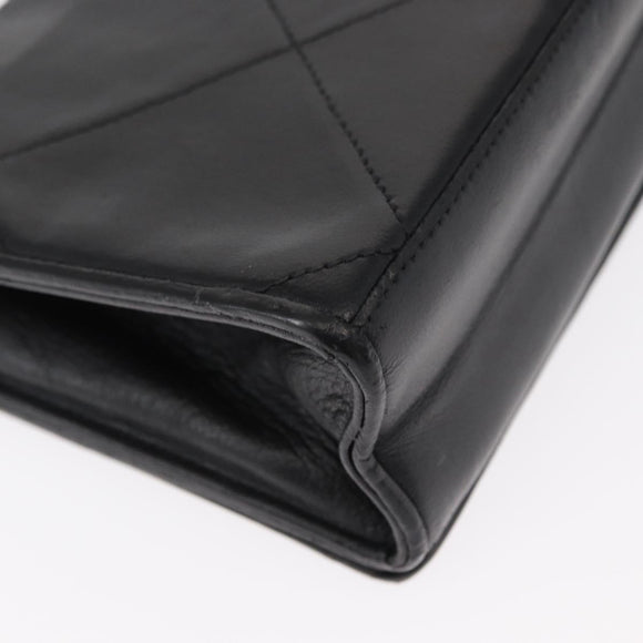 CHANEL Matelasse Chain Shoulder Bag Lamb Skin Black Gold CC Auth 151404