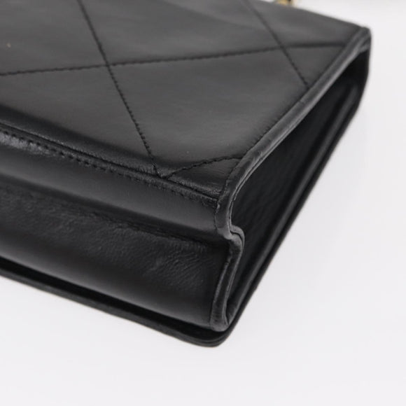 CHANEL Matelasse Chain Shoulder Bag Lamb Skin Black Gold CC Auth 151404