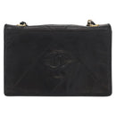 CHANEL Matelasse Chain Shoulder Bag Lamb Skin Black Gold CC Auth 151404-13