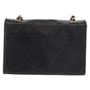 CHANEL Matelasse Chain Shoulder Bag Lamb Skin Black Gold CC Auth 151404-2