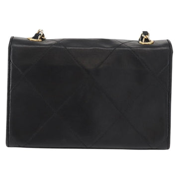 CHANEL Matelasse Chain Shoulder Bag Lamb Skin Black Gold CC Auth 151404 - 0