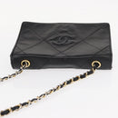 CHANEL Matelasse Chain Shoulder Bag Lamb Skin Black Gold CC Auth 151404-6