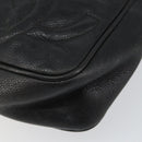 CHANEL Triple COCO Mark Shoulder Bag Caviar Skin Black Gold CC Auth 151405-10