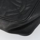 CHANEL Triple COCO Mark Shoulder Bag Caviar Skin Black Gold CC Auth 151405-11