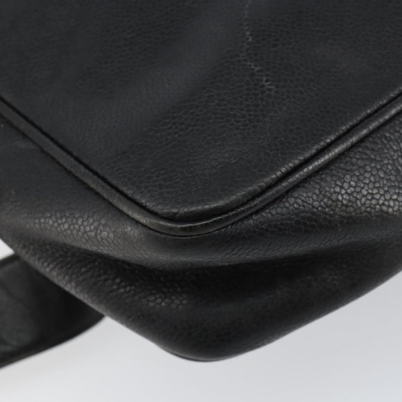 CHANEL Triple COCO Mark Shoulder Bag Caviar Skin Black Gold CC Auth 151405