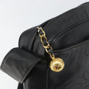 CHANEL Triple COCO Mark Shoulder Bag Caviar Skin Black Gold CC Auth 151405-14