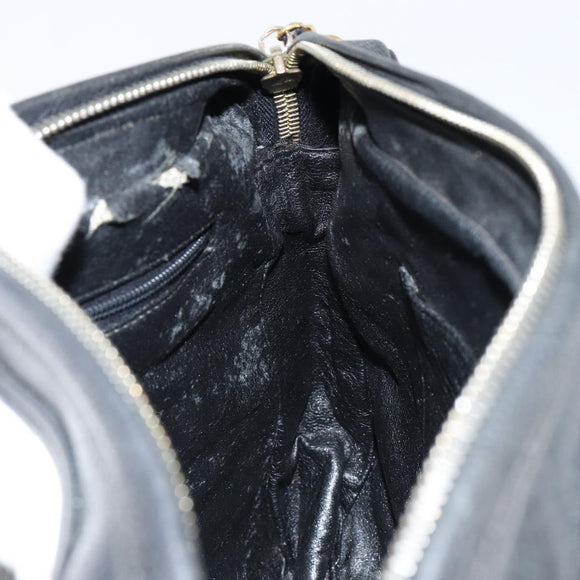 CHANEL Triple COCO Mark Shoulder Bag Caviar Skin Black Gold CC Auth 151405