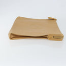 CHANEL COCO Mark Document Case Clutch Bag Caviar Skin Beige Gold CC Auth 151406-3