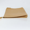 CHANEL COCO Mark Document Case Clutch Bag Caviar Skin Beige Gold CC Auth 151406-4